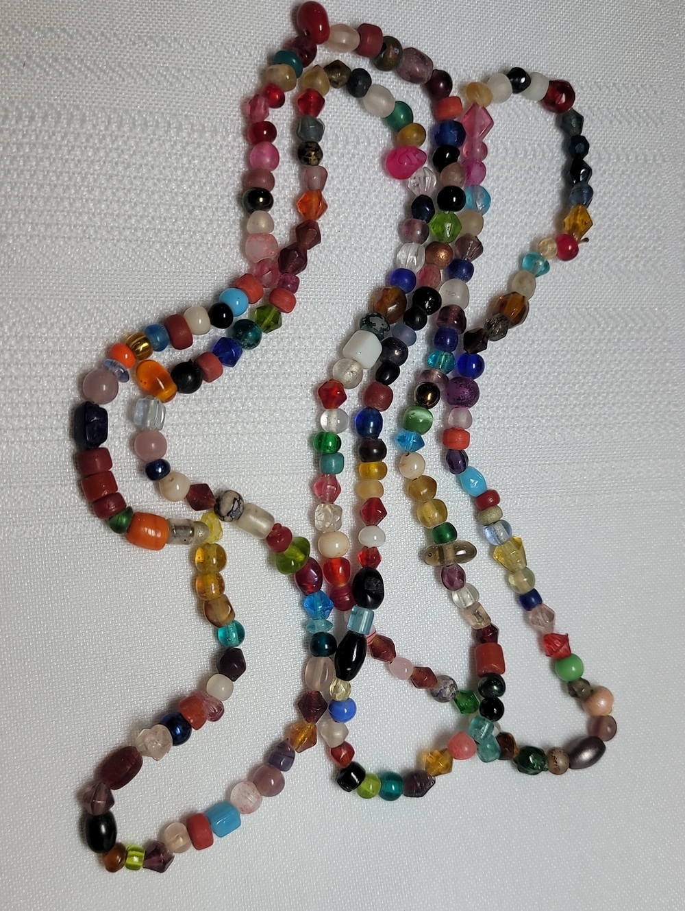 Vintage Primative Handmade Beads Long Glass Necklace